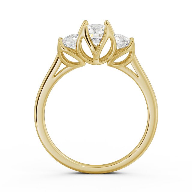 Three Stone Round Diamond Ring 18K Yellow Gold - Esther TH40_YG_UP