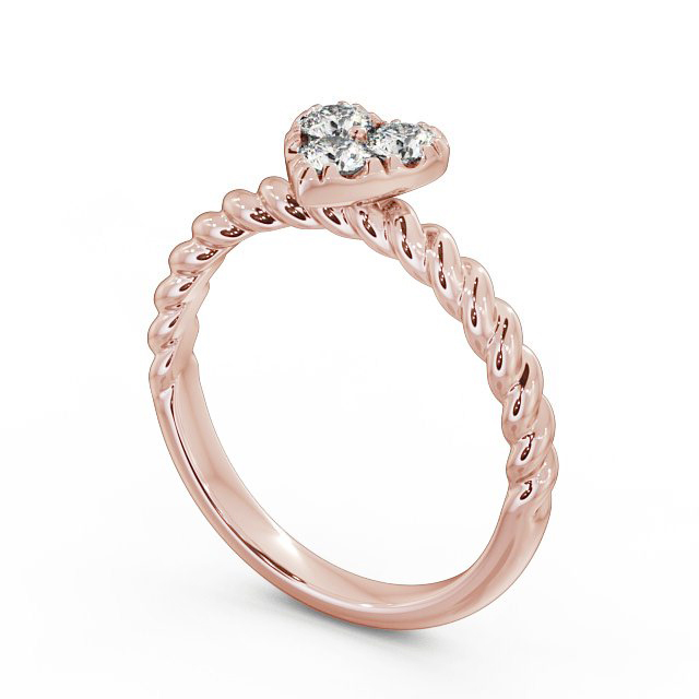 Heart Shaped Three Stone Round Diamond Ring 9K Rose Gold - Havana TH41_RG_SIDE