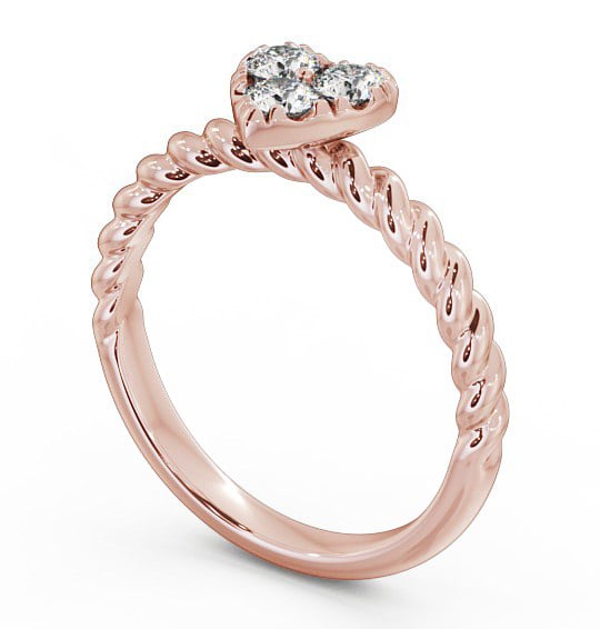 Heart Shaped Three Stone Round Diamond Rope Style Band Ring 9K Rose Gold TH41_RG_THUMB1