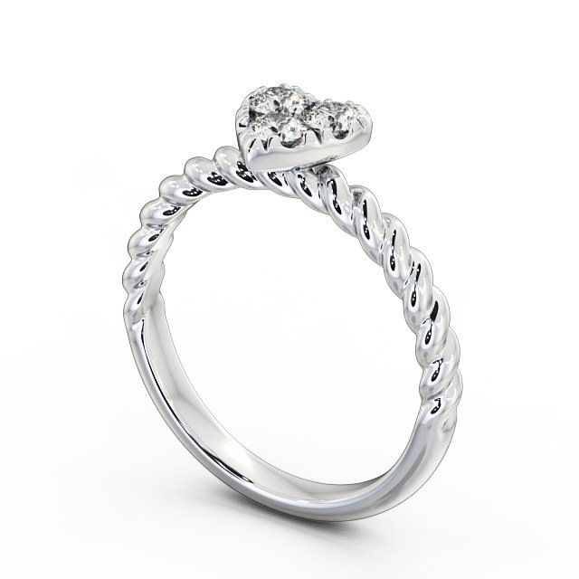 Heart Shaped Three Stone Round Diamond Ring 9K White Gold - Havana TH41_WG_SIDE