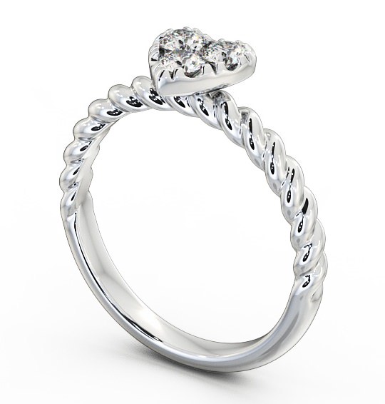 Heart Shaped Three Stone Round Diamond Rope Style Band Ring 18K White Gold TH41_WG_THUMB1 