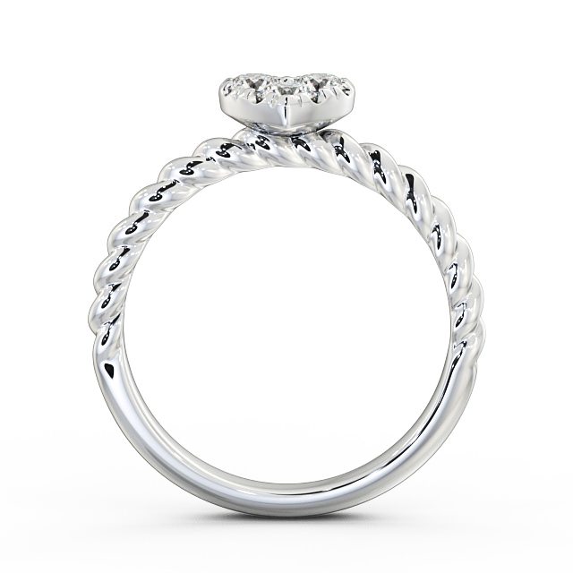 Heart Shaped Three Stone Round Diamond Ring 18K White Gold - Havana TH41_WG_UP