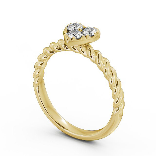 Heart Shaped Three Stone Round Diamond Ring 18K Yellow Gold - Havana TH41_YG_SIDE