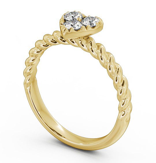 Heart Shaped Three Stone Round Diamond Rope Style Band Ring 18K Yellow Gold TH41_YG_THUMB1