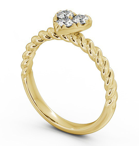 Heart Shaped Three Stone Round Diamond Rope Style Band Ring 9K Yellow Gold TH41_YG_THUMB1 