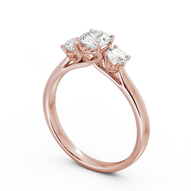 Three Stone Round Diamond Ring 9K Rose Gold - Lydia TH42_RG_SIDE