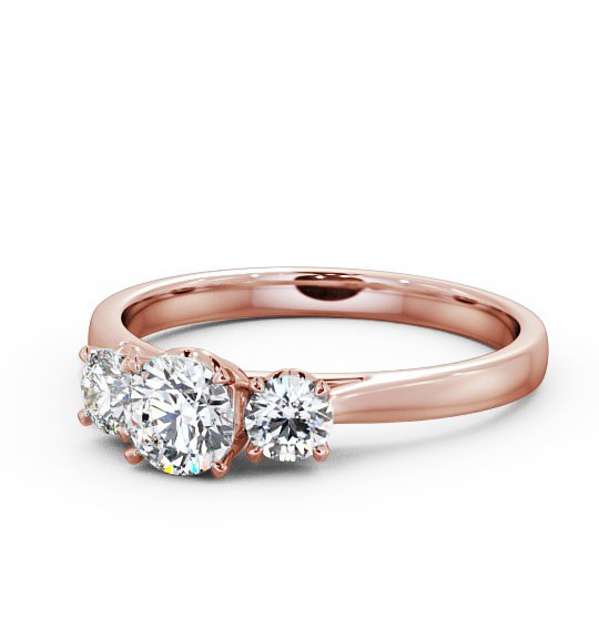  Three Stone Round Diamond Ring 9K Rose Gold - Lydia TH42_RG_THUMB2 