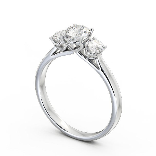 Three Stone Round Diamond Ring 9K White Gold - Lydia TH42_WG_SIDE