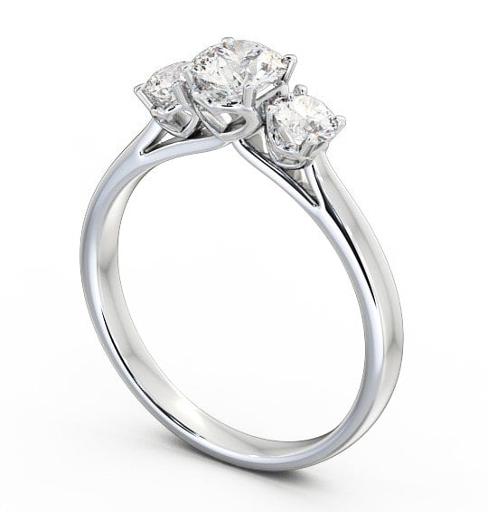  Three Stone Round Diamond Ring 18K White Gold - Lydia TH42_WG_THUMB1 