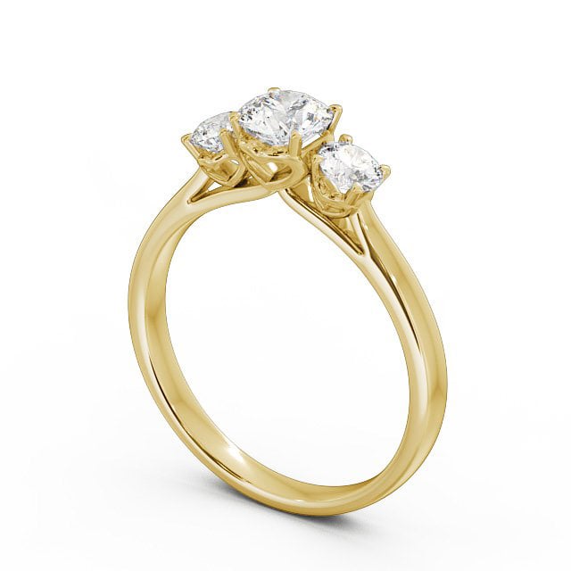 Three Stone Round Diamond Ring 9K Yellow Gold - Lydia TH42_YG_SIDE