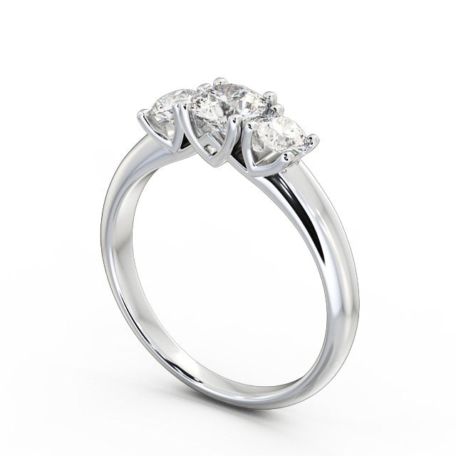 Three Stone Round Diamond Ring 9K White Gold - Adele TH43_WG_SIDE