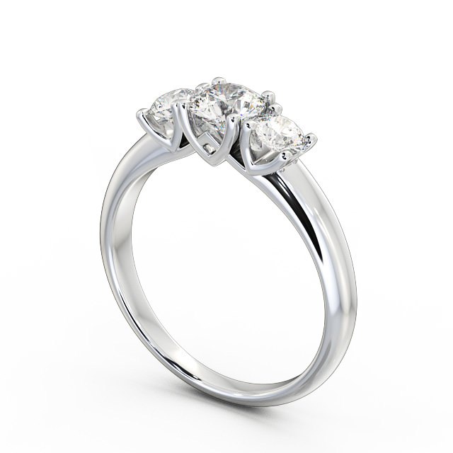 Three Stone Round Diamond Ring Platinum - Adele TH43_WG_SIDE