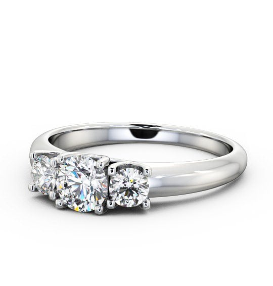 Three Stone Round Diamond Ring 9K White Gold - Adele TH43_WG_THUMB2 