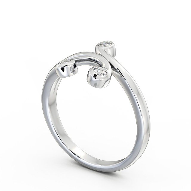 Three Stone 0.15ct Round Diamond Ring 9K White Gold - Melissa TH44_WG_SIDE