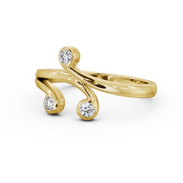 Three Stone 0.15ct Round Diamond Ring 18K Yellow Gold - Melissa TH44_YG_FLAT