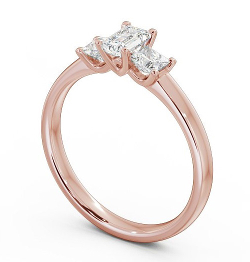 Three Stone Emerald and Princess 0.70ct Diamond Ring 9K Rose Gold - Fabiana TH45_RG_THUMB1
