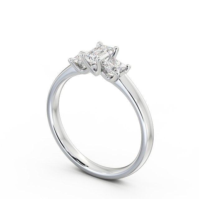 Three Stone Emerald and Princess 0.70ct Diamond Ring Platinum - Fabiana TH45_WG_SIDE