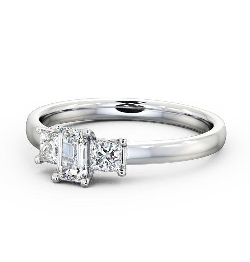  Three Stone Emerald and Princess 0.70ct Diamond Ring 9K White Gold - Fabiana TH45_WG_THUMB2 