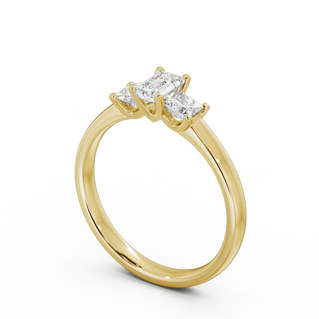 Three Stone Emerald and Princess 0.70ct Diamond Ring 18K Yellow Gold - Fabiana TH45_YG_SIDE