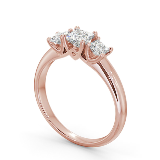 Three Stone Princess Diamond Ring 9K Rose Gold - Catania TH46_RG_SIDE