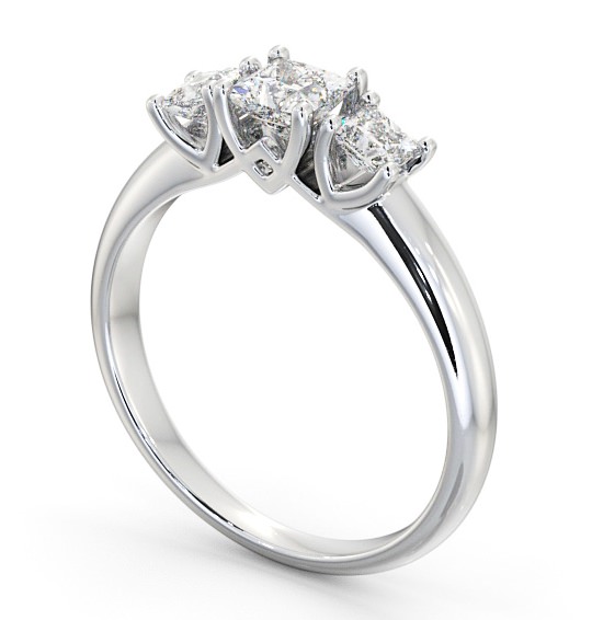 Three Stone Princess Diamond Contemporary Style Ring Platinum TH46_WG_THUMB1