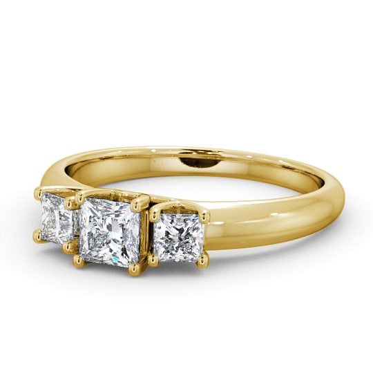 Three Stone Princess Diamond Contemporary Style Ring 9K Yellow Gold TH46_YG_THUMB2 