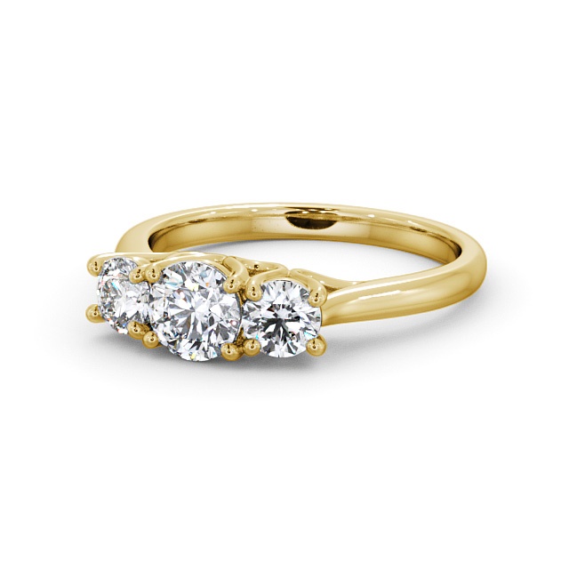 Three Stone Round Diamond Ring 18K Yellow Gold - Vilaine TH47_YG_FLAT