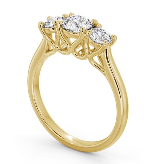 Three Stone Round Diamond Ring 9K Yellow Gold - Vilaine TH47_YG_THUMB1