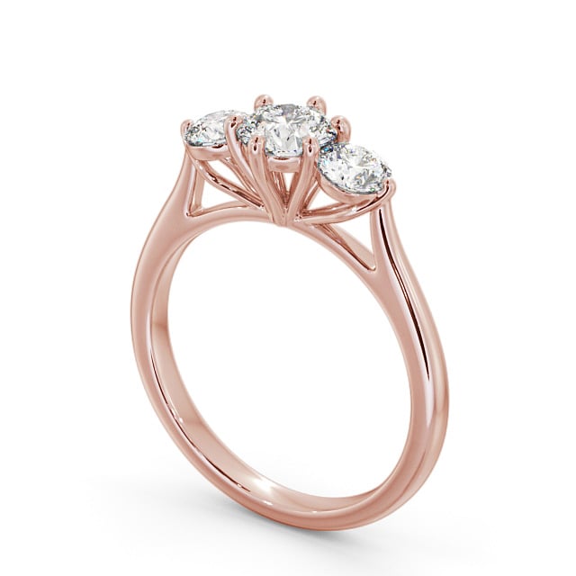 Three Stone Round Diamond Ring 9K Rose Gold - Aberford TH48_RG_SIDE