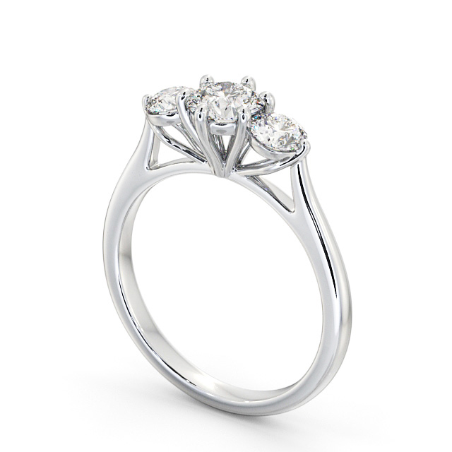 Three Stone Round Diamond Ring 18K White Gold - Aberford TH48_WG_SIDE