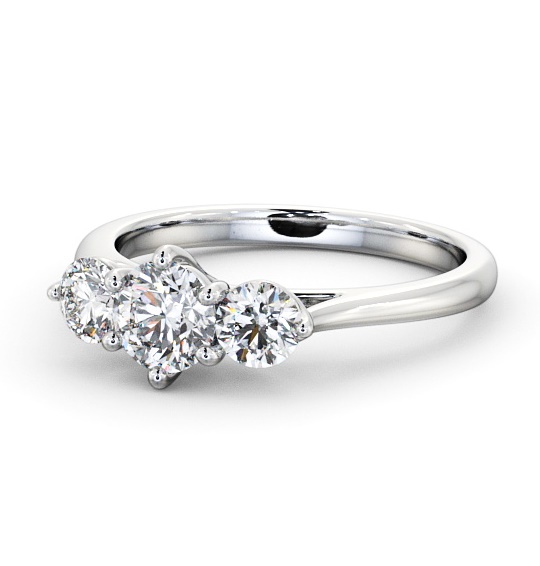  Three Stone Round Diamond Ring 9K White Gold - Aberford TH48_WG_THUMB2 