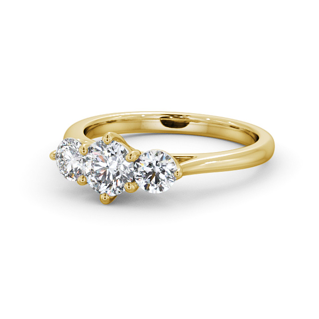 Three Stone Round Diamond Ring 18K Yellow Gold - Aberford TH48_YG_FLAT