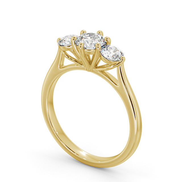 Three Stone Round Diamond Ring 9K Yellow Gold - Aberford TH48_YG_SIDE