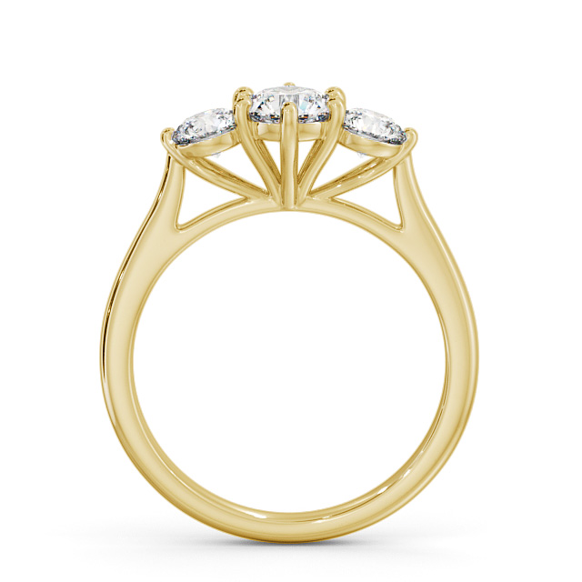Three Stone Round Diamond Ring 9K Yellow Gold - Aberford TH48_YG_UP