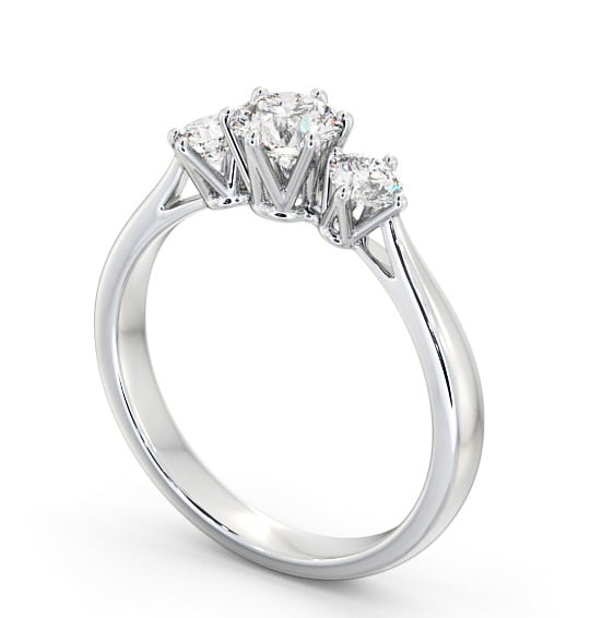 Three Stone Round Diamond Ring 18K White Gold - Jadal TH49_WG_THUMB1