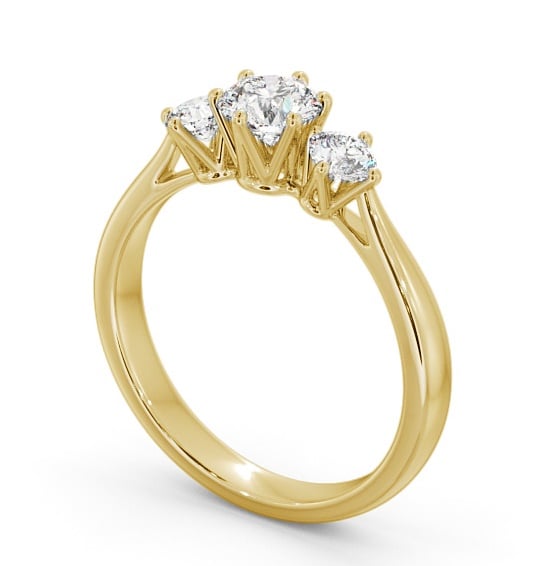  Three Stone Round Diamond Ring 9K Yellow Gold - Jadal TH49_YG_THUMB1 