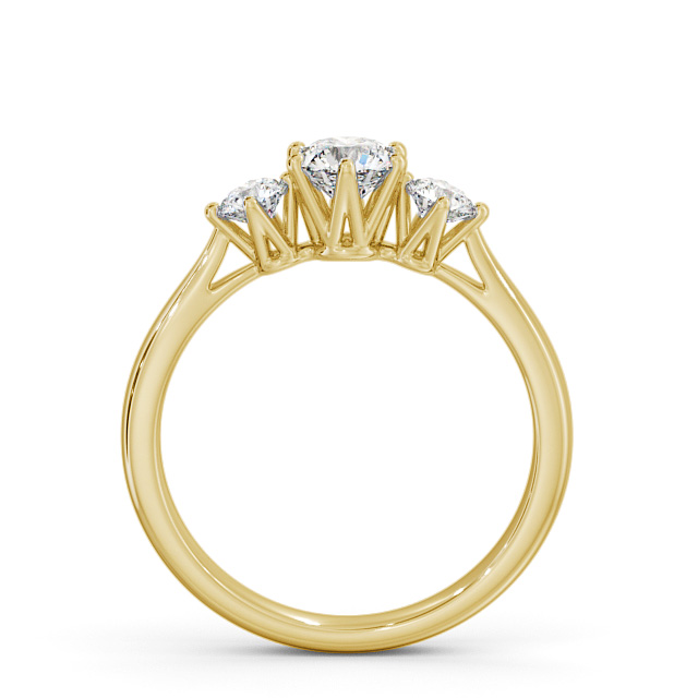 Three Stone Round Diamond Ring 18K Yellow Gold - Jadal TH49_YG_UP