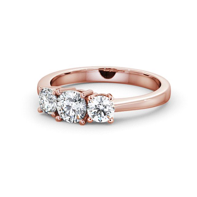 Three Stone Round Diamond Ring 18K Rose Gold - Brierley TH4_RG_FLAT
