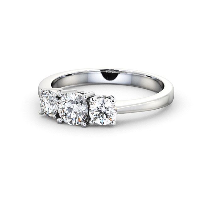 Three Stone Round Diamond Ring Platinum - Brierley TH4_WG_FLAT