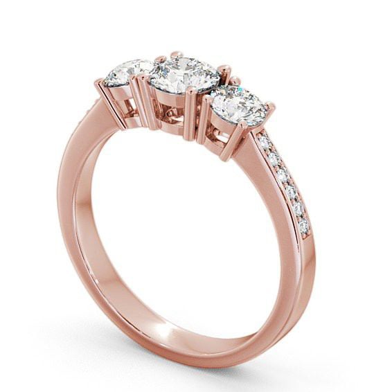 Three Stone Round Diamond Trilogy Ring 18K Rose Gold with Channel Set Side Stones TH4S_RG_THUMB1 