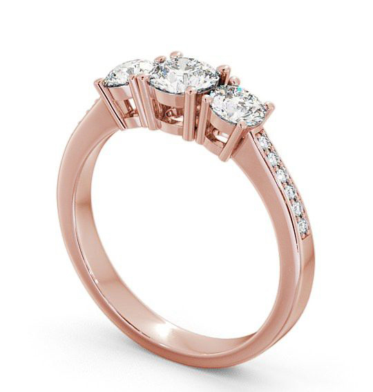 Three Stone Round Diamond Trilogy Ring 9K Rose Gold with Channel Set Side Stones TH4S_RG_THUMB1 