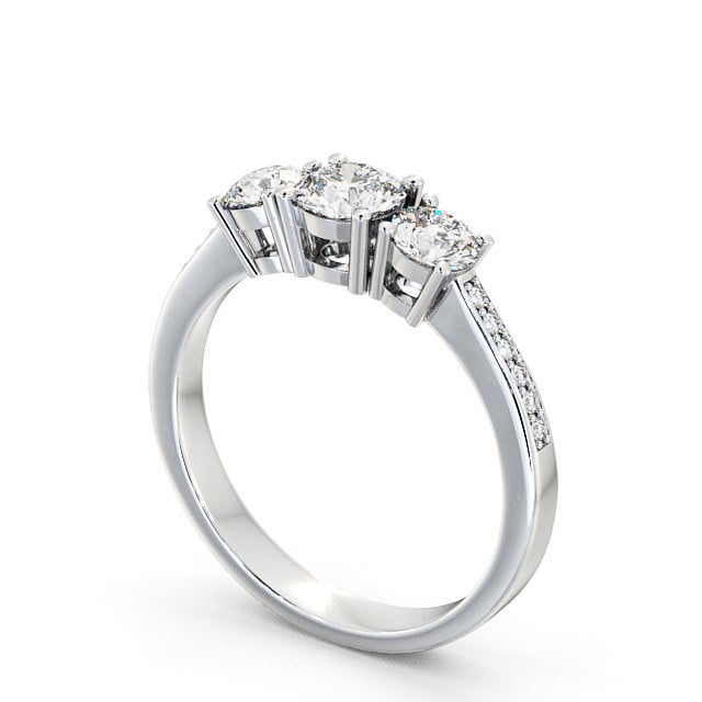 Three Stone Round Diamond Ring Platinum With Side Stones - Enis TH4S_WG_SIDE