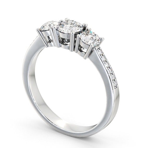 Three Stone Round Diamond Trilogy Ring Platinum with Channel Set Side Stones TH4S_WG_THUMB1