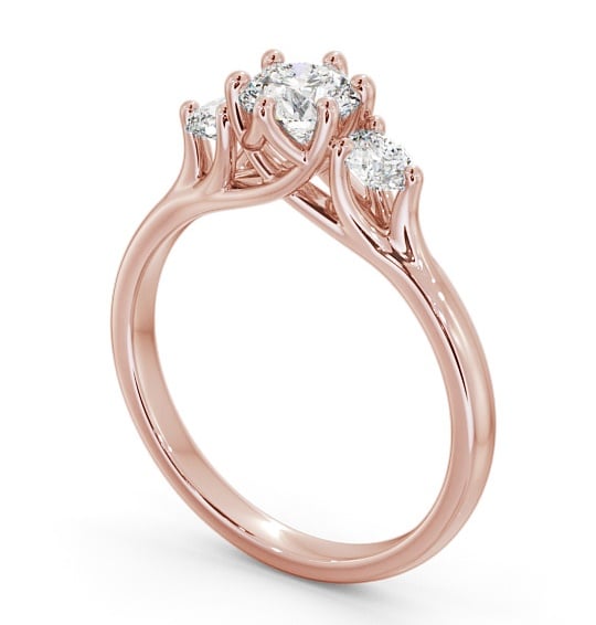 Three Stone Round Diamond Sweeping Prongs Trilogy Ring 18K Rose Gold TH50_RG_THUMB1