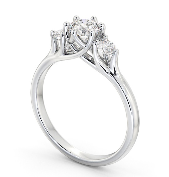 Three Stone Round Diamond Sweeping Prongs Trilogy Ring 18K White Gold TH50_WG_THUMB1