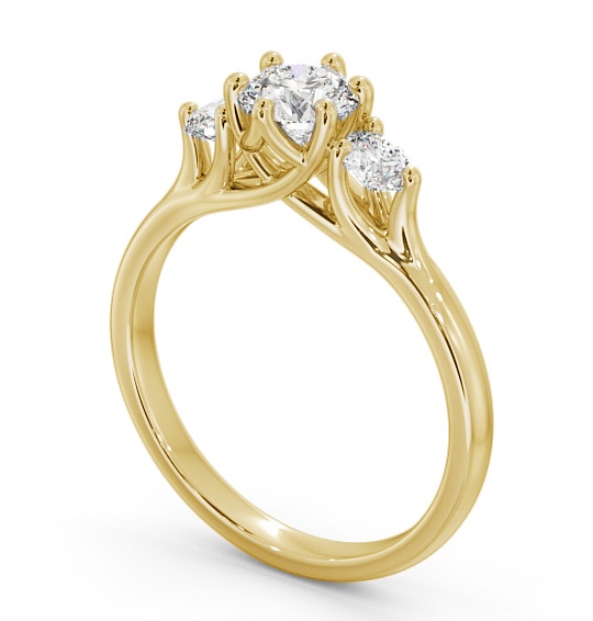 Three Stone Round Diamond Sweeping Prongs Trilogy Ring 9K Yellow Gold TH50_YG_THUMB1 