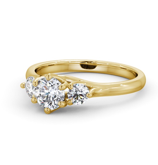Three Stone Round Diamond Sweeping Prongs Trilogy Ring 18K Yellow Gold TH50_YG_THUMB2 