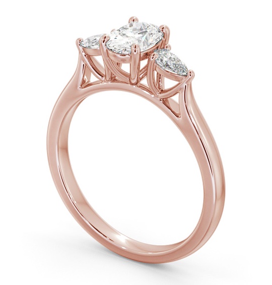Three Stone Oval Diamond Ring 9K Rose Gold - Debele TH51_RG_THUMB1