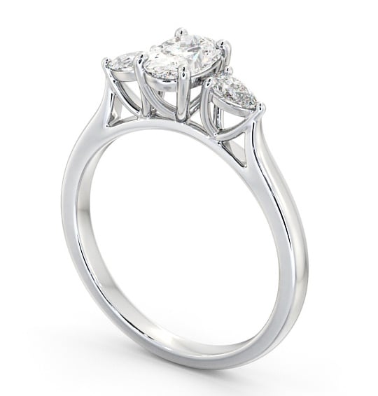 Three Stone Oval with Pear Diamond Ring Palladium TH51_WG_THUMB1 