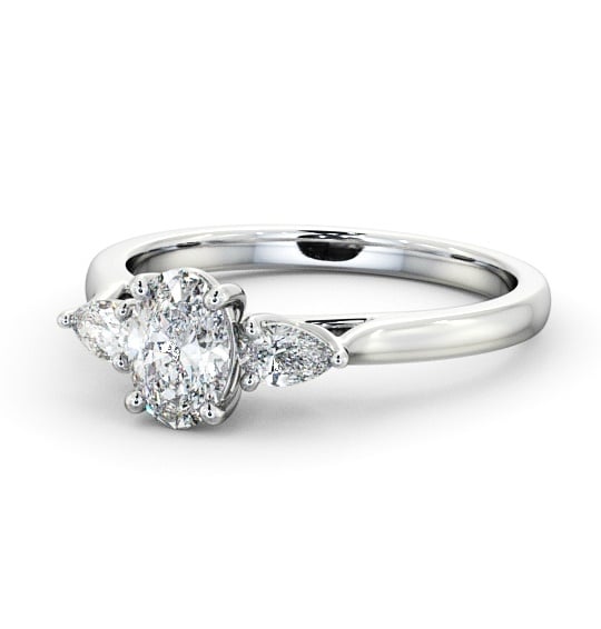 Three Stone Oval with Pear Diamond Ring 9K White Gold TH51_WG_THUMB2 